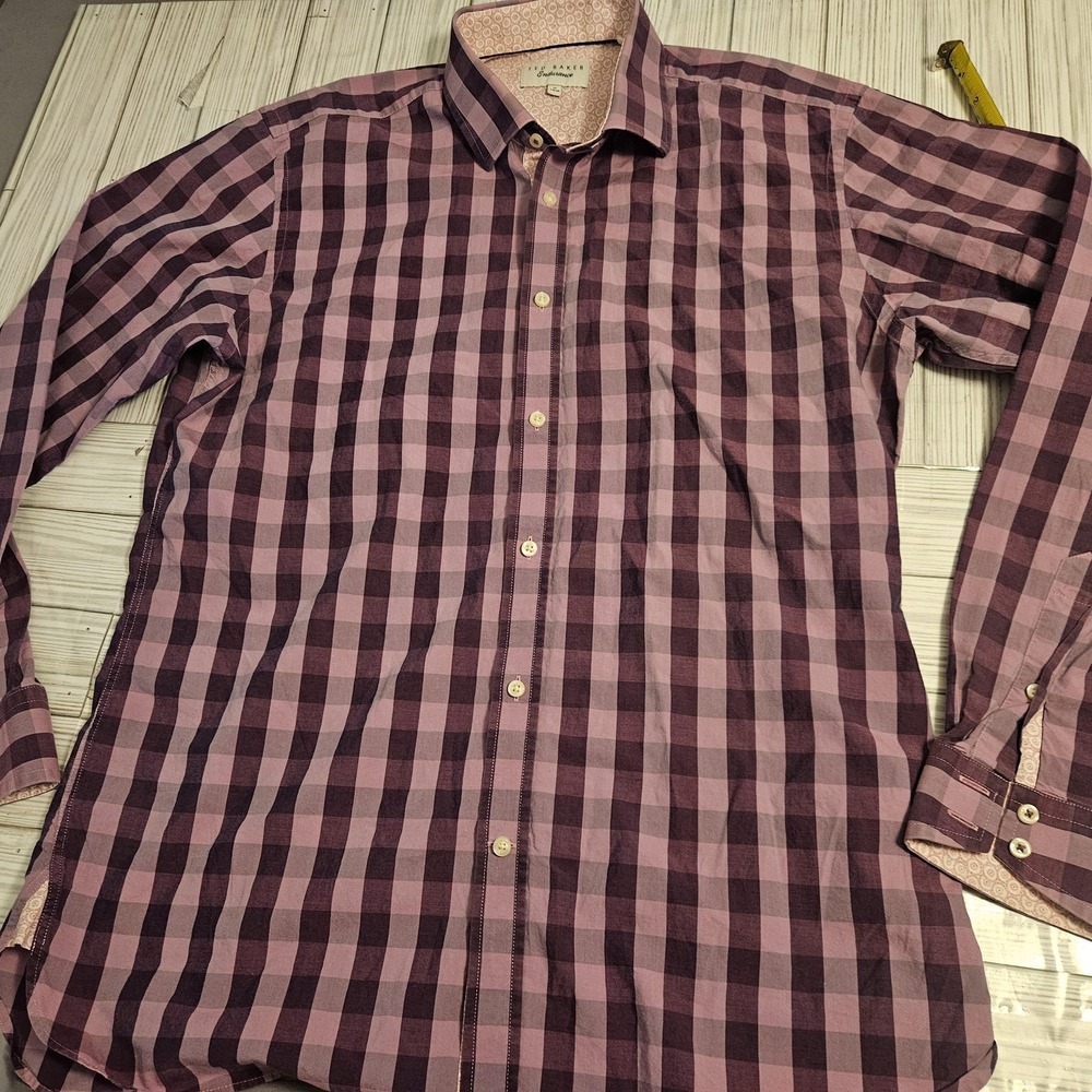 Ted Baker Endurance Shirt Mens Large 16 Plaid Button Up Long Sleeve Casual